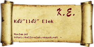 Kálló Elek névjegykártya